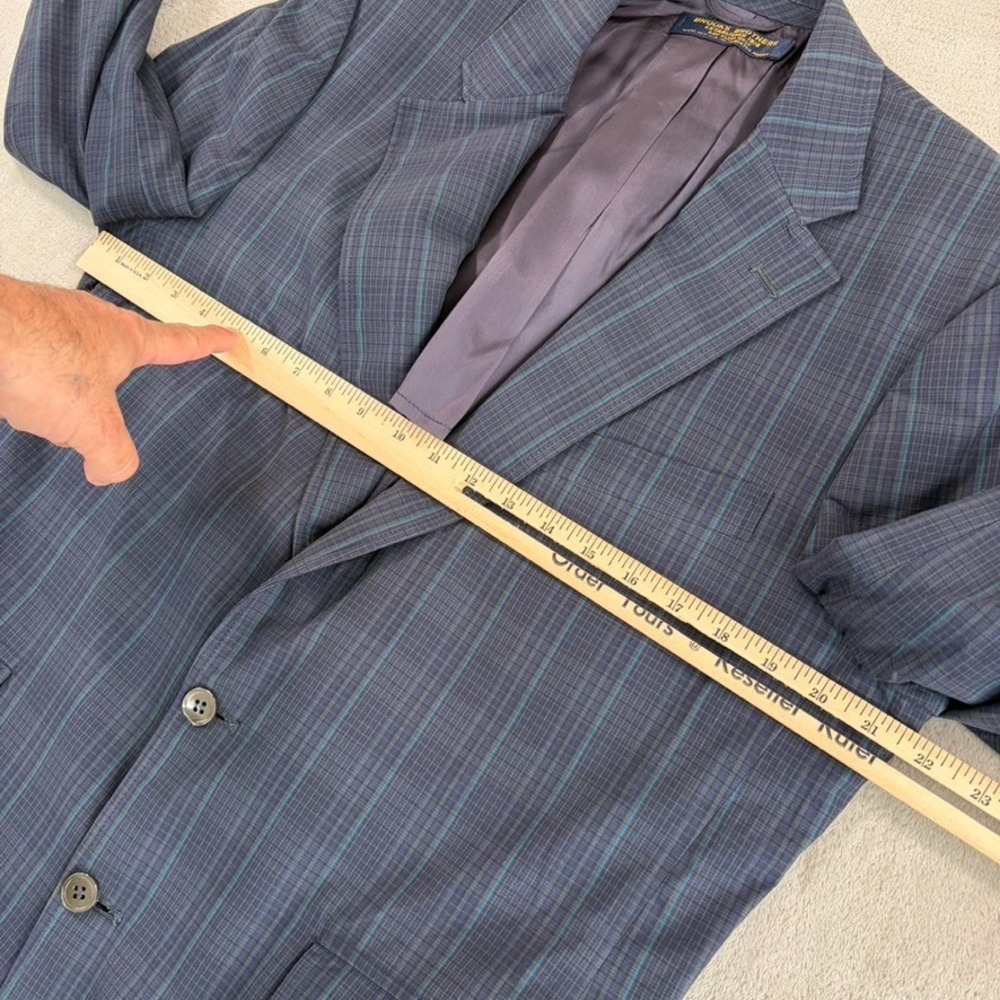 Vintage Brooks Brothers Blazer‎ Sport Coat in Blue Plaid Men 42R Made in USA - Picture 8 of 11